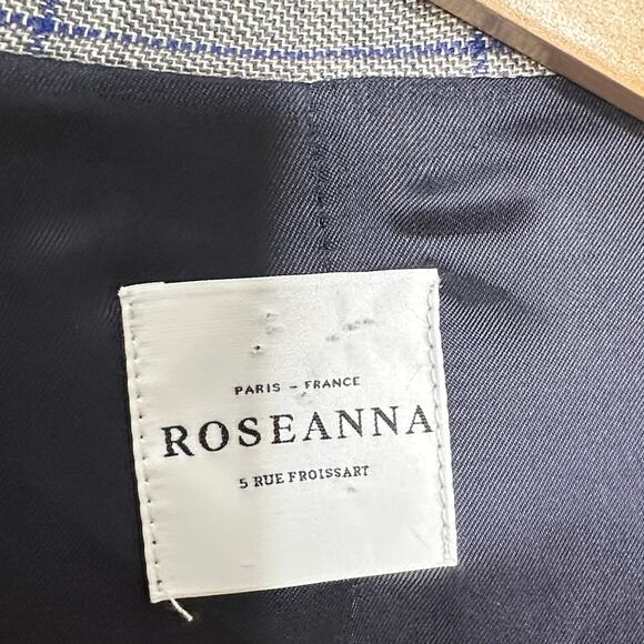 ROSEANNA Linen Wool Windowpane Plaid Blazer Gray Navy Sz 40/Large $550 {U18} - Picture 4 of 5